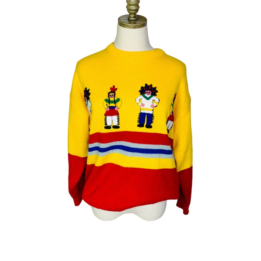 Vintage Traditional Indian Art Embroidered Pullover Sweater LARGE